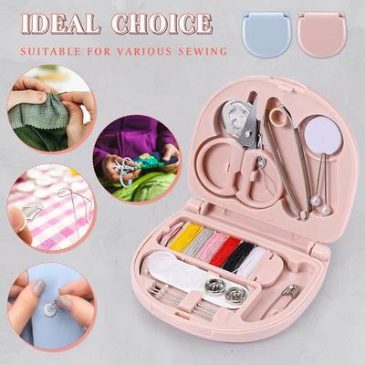 1/2 Mini Portable Multi-Function Sewing Box Set Home Travel Sewing Student Hand Kit New Mini Square Needle and Thread Box Home DIY Hand Sewing Se