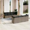 VidaXL Garden Lounge Set 9 Pcs with Grey Cushions Wicker 3223526