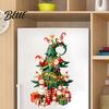 Decorative Stickers for Glass Windows Christmas Tree Window with Gnome And Snowman Removable Stickers PVC Holiday Wall Waterproof Art Decor