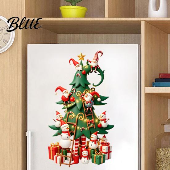 Decorative Stickers for Glass Windows Christmas Tree Window with Gnome And Snowman Removable Stickers PVC Holiday Wall Waterproof Art Decor