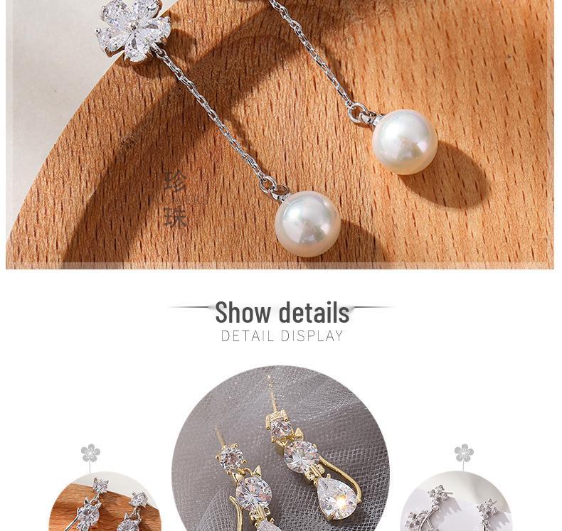 925 Sterling Silver Korean Style KT Cat Sparkling Dangle Stud Earrings for Women