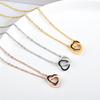 Korean Fashion Real Gold Heart-Shaped Clavicle Necklace for Women with Double Ring Design
