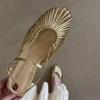 Sheepskin Version~ French Woven Hollowed-out One-word Strap Roman Sandals Women's Summer Thick-heeled Vacation Bag Head Sandals