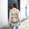 QICED Gilet in maglia con scollo a V, senza maniche, con stampa scozzese, casual, autunno inverno, da donna