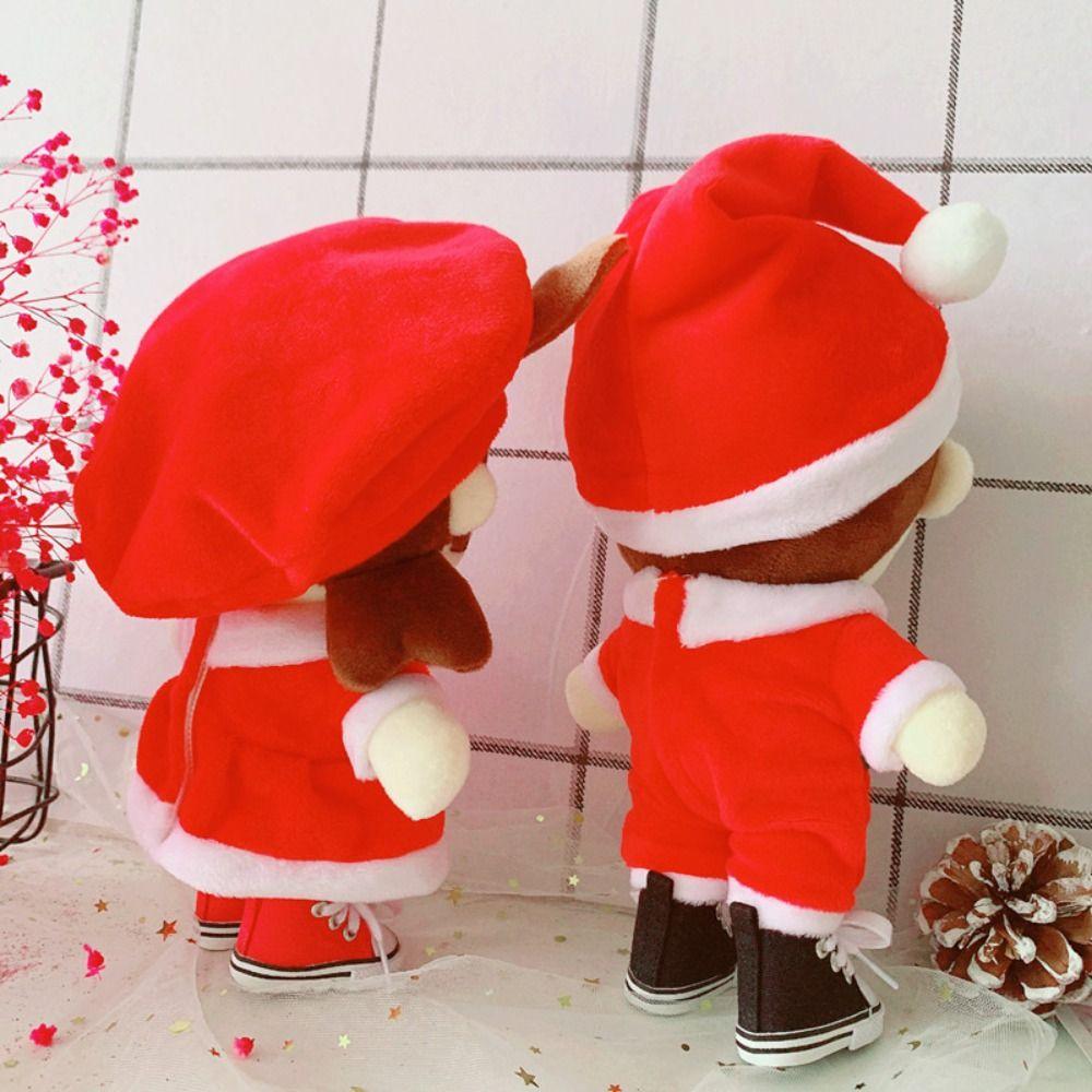 Plush Stuffed Santa Claus Cotton Doll Dress Reindeer Xmas Cotton Doll‘s Clothes  Playing House