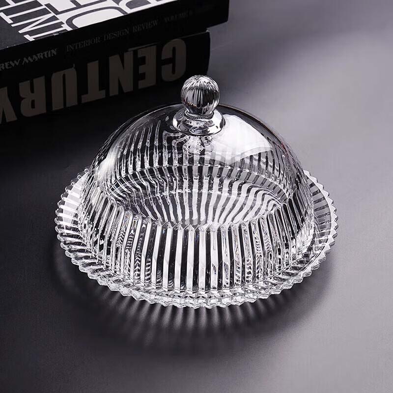 Glass Fruit Plate with Dustproof Cover