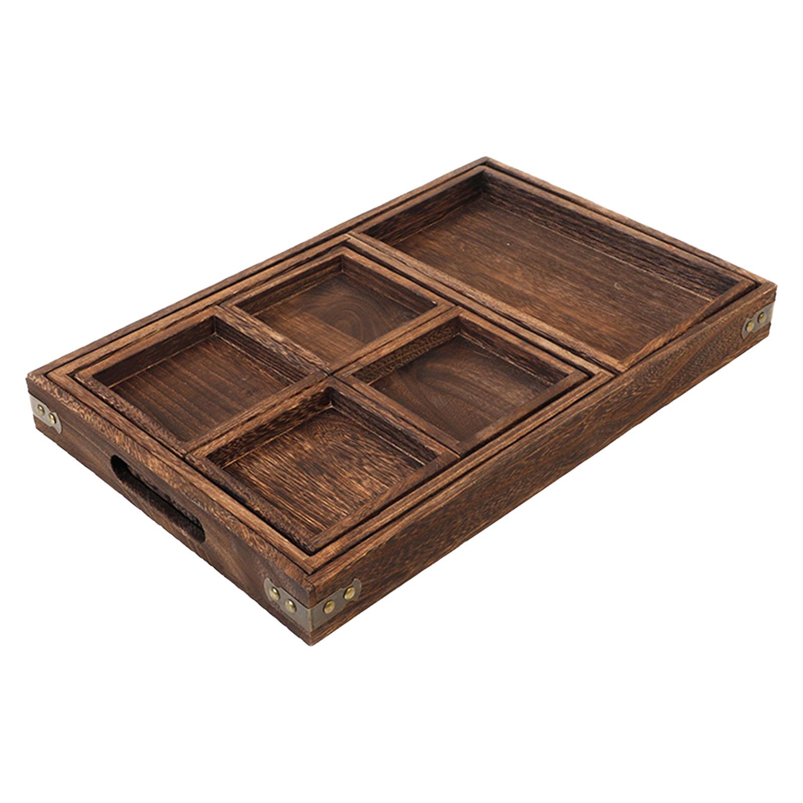 

Wood Tea Tray Fade Resistant Exquisite Retro Reinforced Rectangular Tea Serving Tray