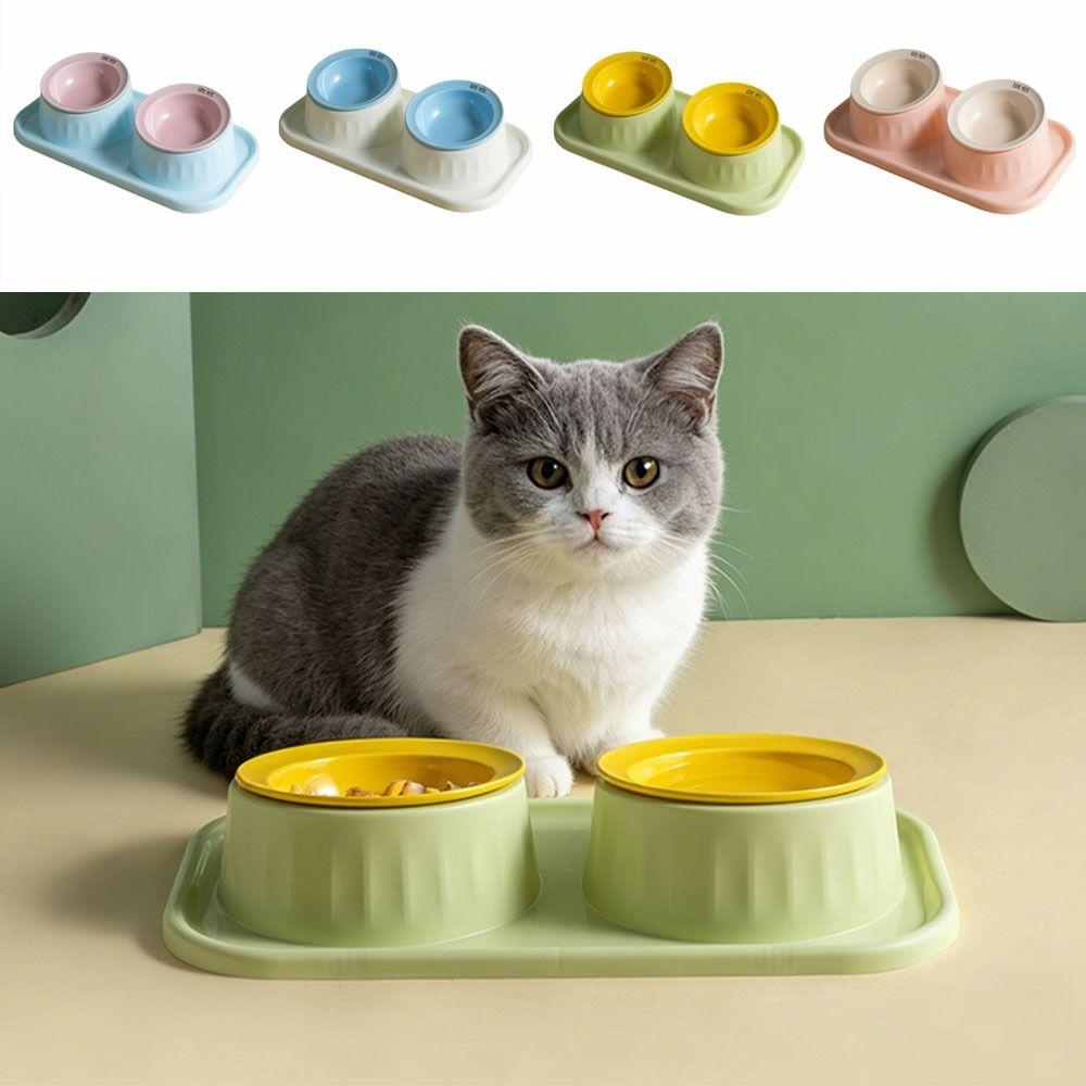Conjunto de Tigelas Duplas Anti-tombamento para Alimentação de Animais Cerâmica Tigela de Alimentação para Animais Tigela para Gatos Tigela Dupla para Animais Exterior