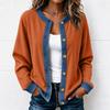 Camicia da donna a blocchi di colore in denim a maniche lunghe con bottoni per autunno inverno