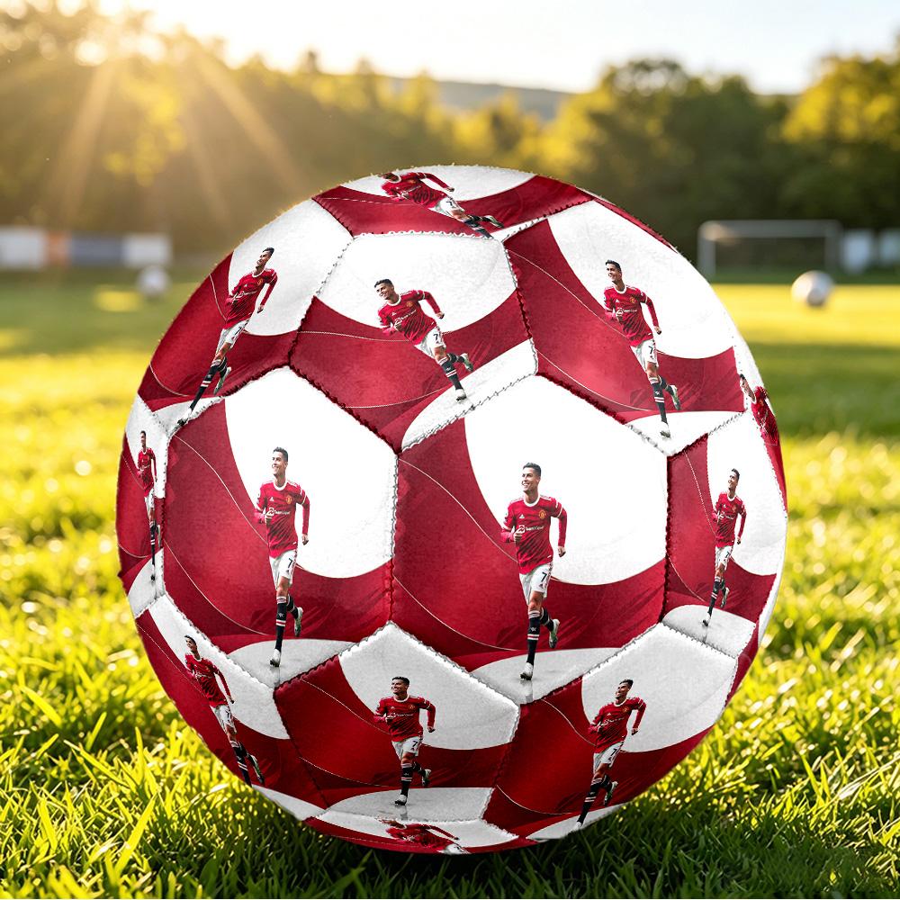 Cristiano Ronaldo Printed Size 5 Soccer Ball Wear Resistant Standard Adult Training Football Fan Gift for Indoor Outdoor Match Sports