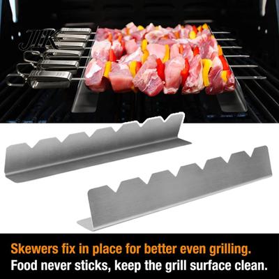 Skewers Holder Set 2Pcs Kebabs Racks V-shaped 6 Slots Food Grade Stainless Steel Barbecue Support Multifunctional Utensils Reusable Grill BBQ