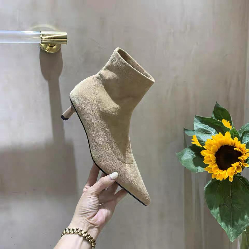 Dámské podzimní a zimní špičaté elastické módní teplé neunavující nohy dojíždění venkovní cestování boty na vysokém podpatku