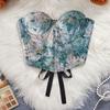 Boned Floral Underwired Corset Multi-Color Abdominal Shaping Women's Shapewear Jacquard Off-shoulder Strapless Corset Top
