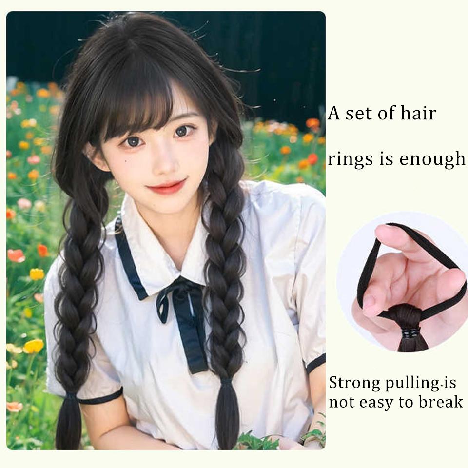 2pc Synthetic Long Twist Braid Ponytail Extensions With Rubber Band 24 Inch Boxing Braided Hair Extensions For Women Daily Use