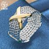 925 Sterling Silver Gold Letter X Ring Jewelry