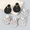 Exaggerated Geometric-shaped Polyester Stretch Yarn Woven Round Earrings for Women, New Style Jewelry