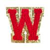 Red A-Z Chenille Embroidery Letter Patches, 5cm Self-Adhesive for DIY Clothing.