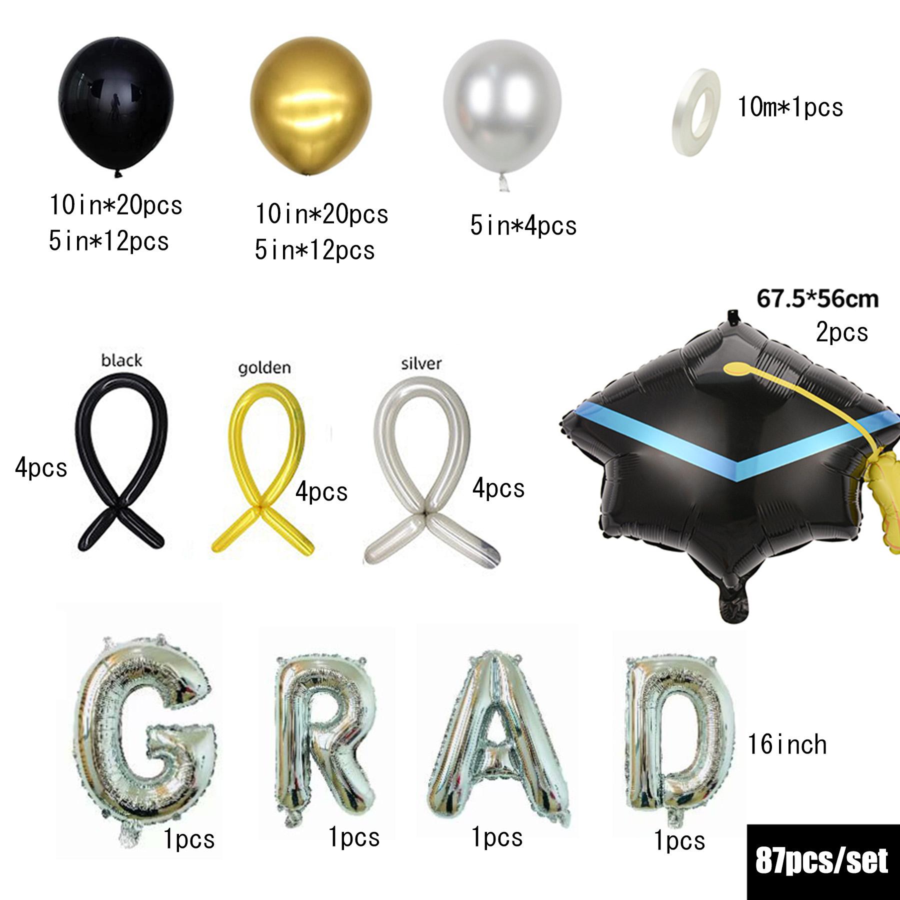 

87шт. Выпускной набор воздушных шаров. Сертификат докторантуры. Поздравления с украшением из алюминиевого воздушного шара.