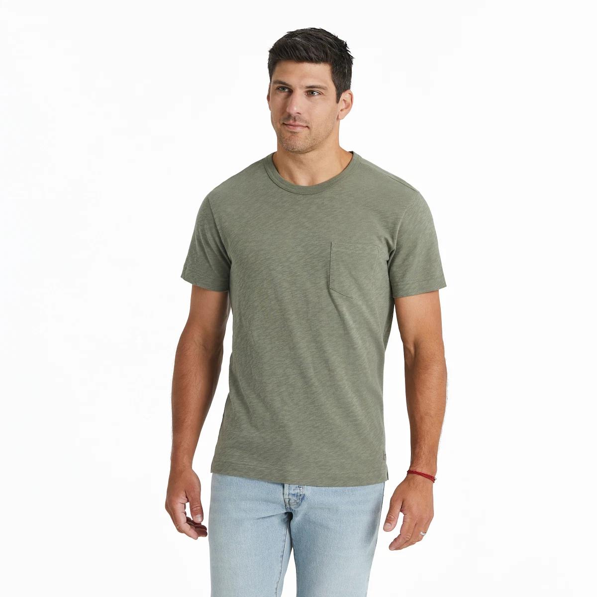

Life Is Good. Men s Solid Textured Slub Pocket Tee, Moss Green 3XL