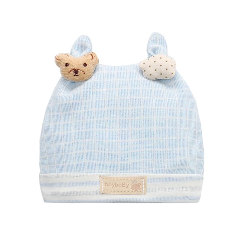 

0-3 Months Infants Tuban Bonnet Hospital Hat Nightcap Cap Baby Cute Bear Stars Ears Hat Soft Cotton Beanie Cap Headwear синий