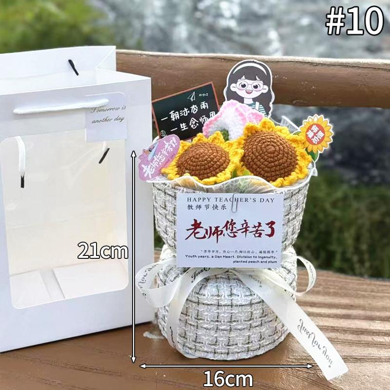 Teachers' Day Flower Bouquet Crochet Flower Gifts Graduation Artificial Bouquet Woven Flower Party Gifts