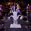Desktop Decorations for Home Halloween Lighted Ghost Tree Centerpiece with LED Lights, Pumpkin Bat Reusable Plastic Holiday Decor Spider Light String,