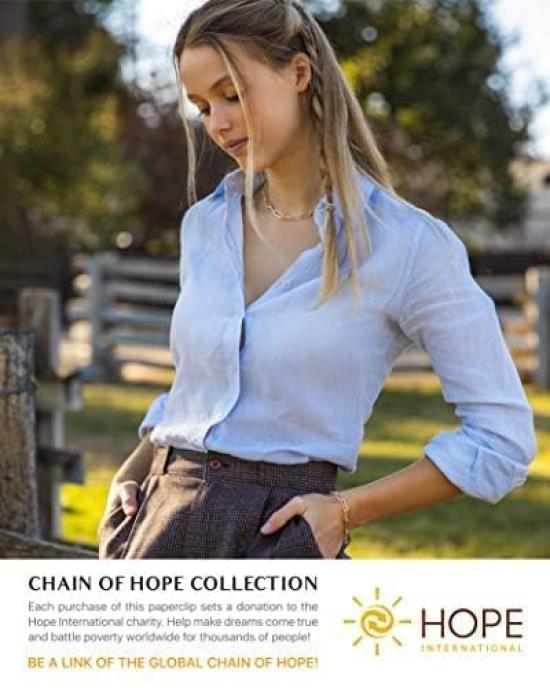 Paperclip Chain Necklace for Women, Paperclip Bracelet Set, Gold Chain Link Necklace for Women, 14K Gold Chain Necklace and Bracelet, Thick Gold
