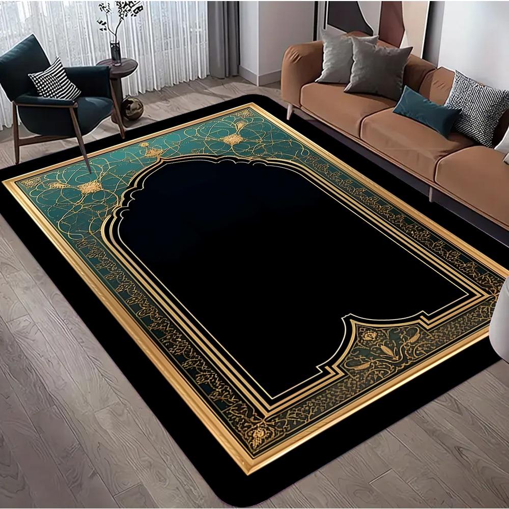Arabian Palace 3D Carpet Mat Rug Blue Gold Geometric Pattern Floor Decor for Living Room Home Decoration Carpets for Living Room
