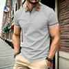 Heren Poloshirt met Korte Mouwen en Contrasterende Geruite Kraag en Knopenlijst Gestreept Design Casual Zomer Lichtgewicht Top