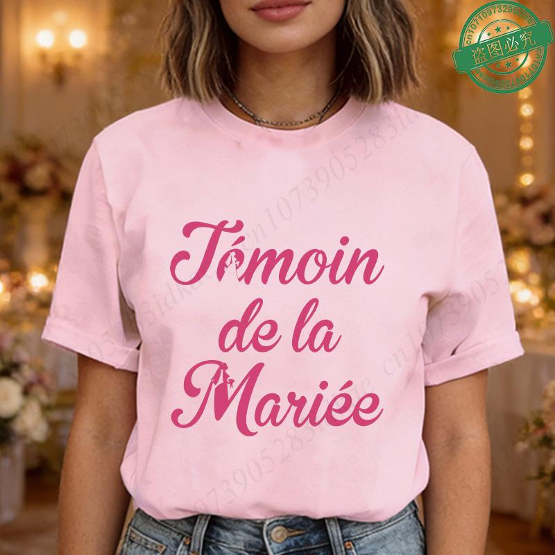 Team De La Mariée Future French Bachelorette EVJF Party T-shirts  Bridal Shower Wedding Tops with Bride Silhouette Print Blouses