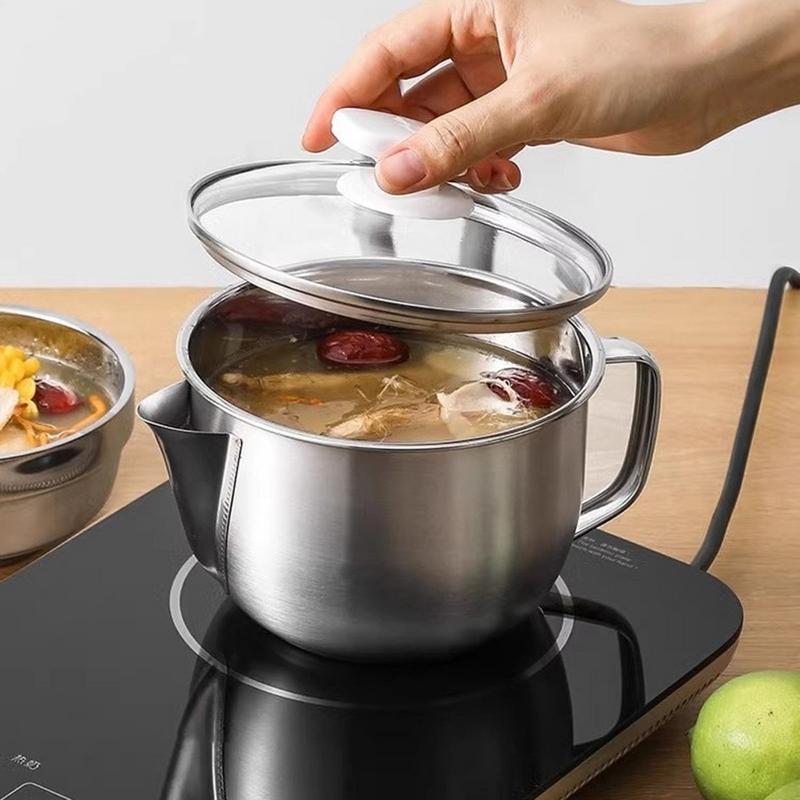 1200ML Multifunction Oil Soup Seperator Stainless Steel Gravy Oil Soup Separator Multipurpose Oil Strainer with Handle and lid