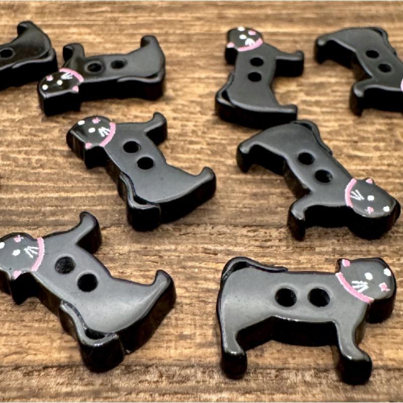 10 ks Černé knoflíky s koťátky Roztomilé knoflíky ve tvaru kočky Novinka pro DIY řemesla Dětské oblečení Dekorace Oděvní šicí potřeby