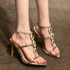 2025 New Beautiful Pointed Rhinestones Sexy High Heels Socialite Style with Stiletto Sandals
