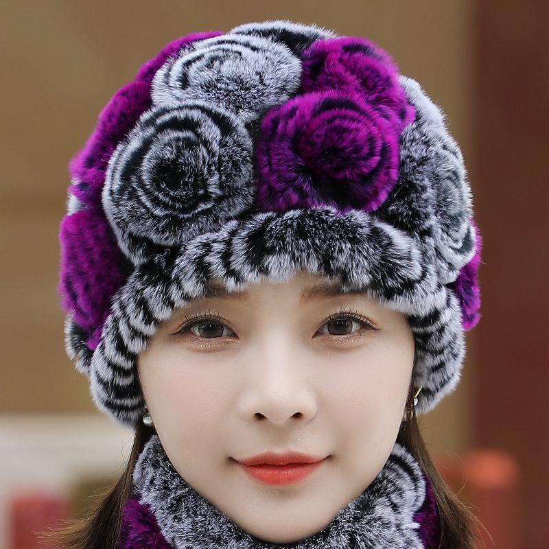 Hut Damenmode Warm Ohrenschutz Strickmütze Schal Set Verdickt