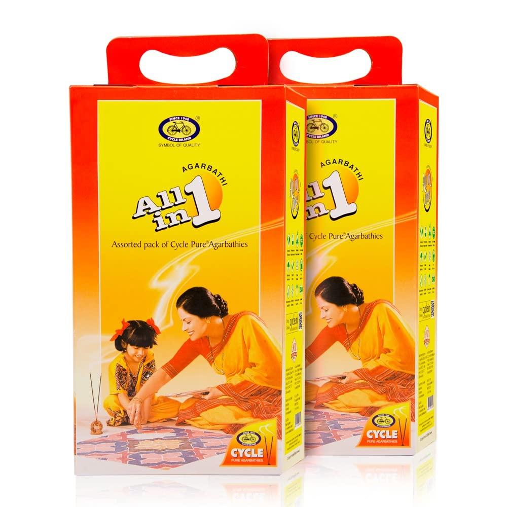 

Cycle Pure All In One Incense Sticks Pack of 2 Floral Woody Masala Fruity Natural Fragrance (173 Nos per Pack)