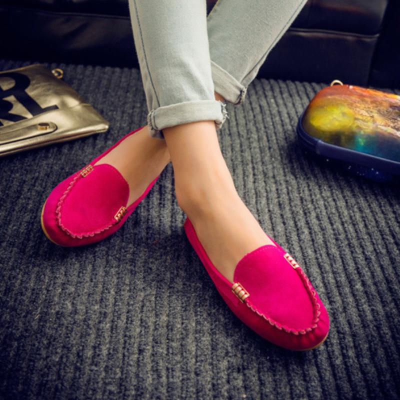 Trendy Minimalist Single Shoe 202 Autumn New Item Round Toe Shallow Mouth Metal Buckle Decoration Flat Heel Casual Women's Shoes