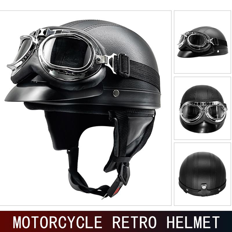 Retro half helmet motorcycle helmet American cruise motorcycle female pedal floating helmet electric summer helmet