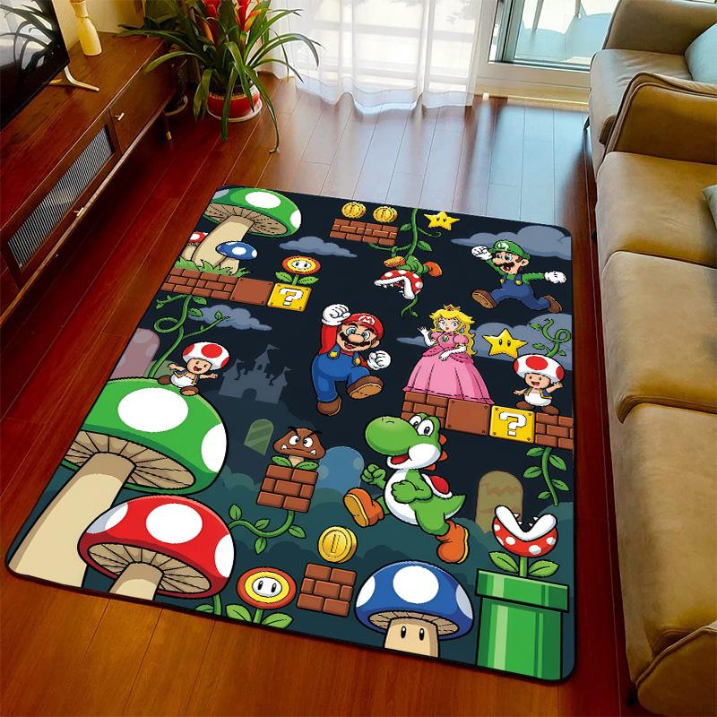 Super Mario Floor Carpet Rug Game Style Soft Surface Mat Anti Slip for Bedroom Living Room Interior Decor -QJY
