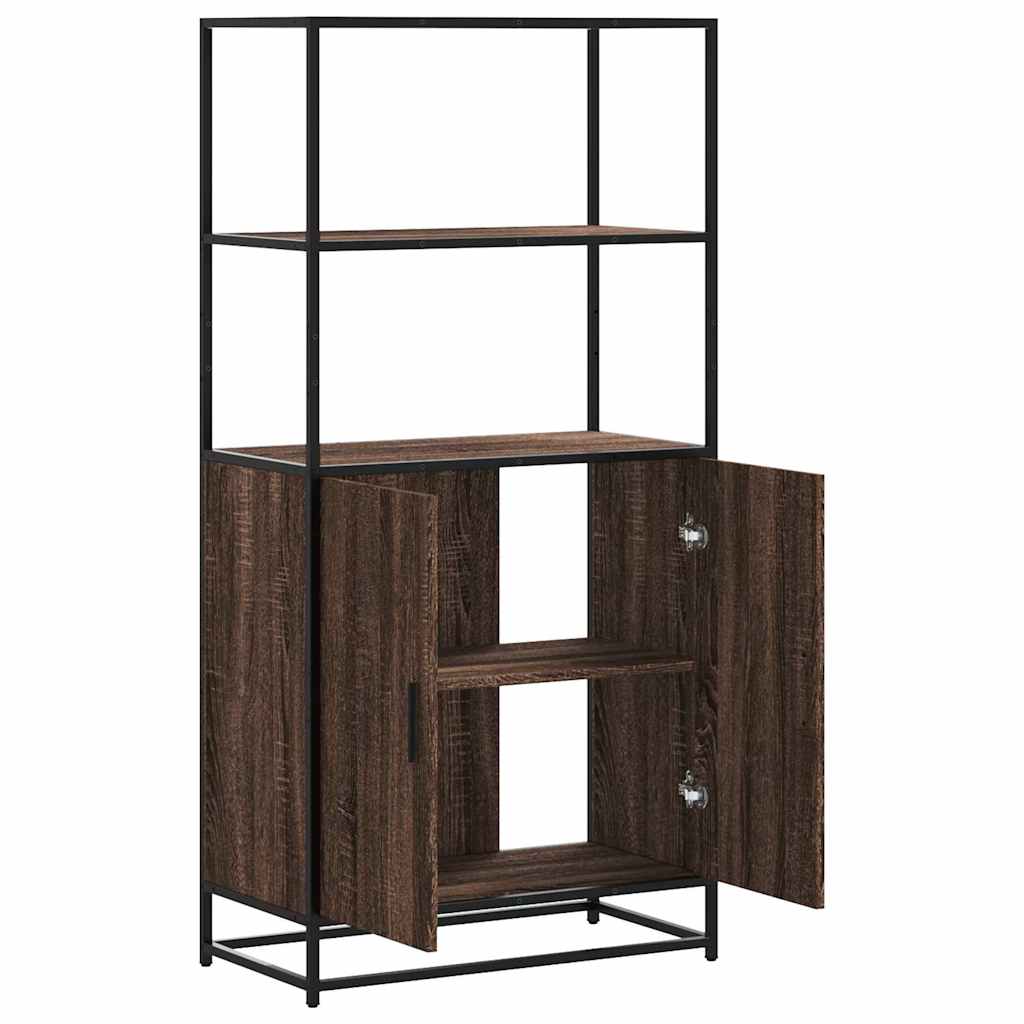 Highboard in Brown Oak Look 26.8 x 13.8 x 54.7 (L x W x H) Engineered Wood & Metal