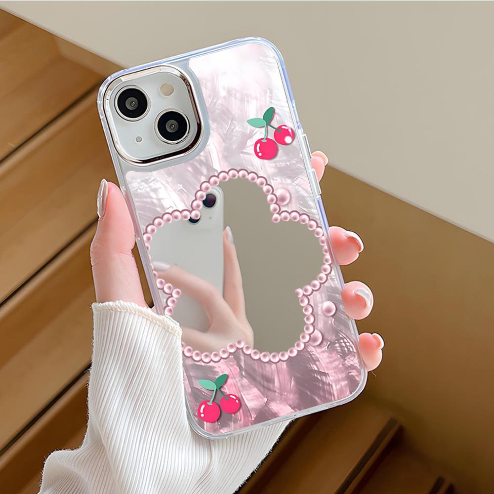 Shellfish cherry for apple 17 mobile phone case iphone16 flower mirror 15promax high definition makeup mirror