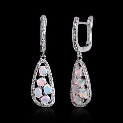 Orecchini con opale naturale colorato, vera gemma, gioielli raffinati eleganti e di lusso in argento sterling 925 per regali di San Valentino da donna
