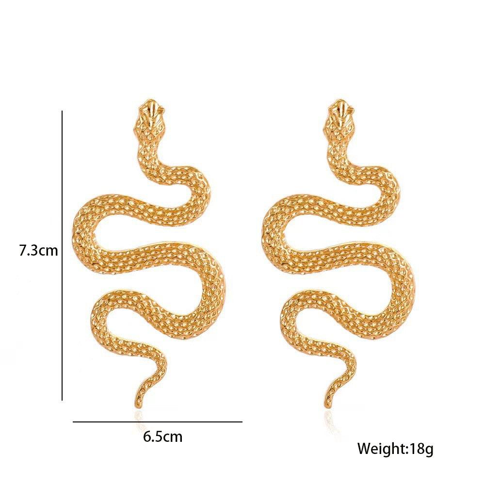 Yunjin, European and American retro exaggerated three-dimensional snake earrings, fashionable punk geometric animal snake stud earrings.