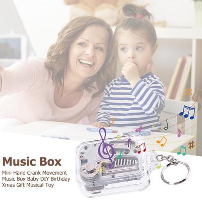 Kids DIY Music Box Movement Keychain Handy Crank Musical Birthday Gifts Toy