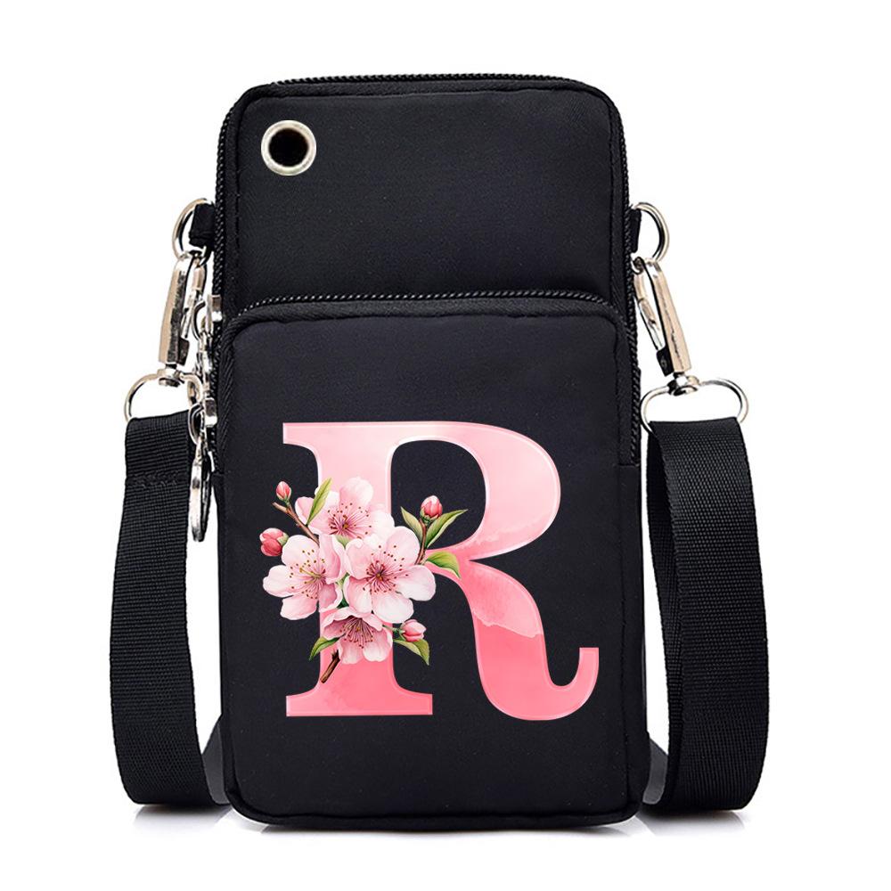 2024 Mobile Phone Bag Women's Messenger Bag New Alphabet Letter Printing Black Shoulder Bag Change Bag