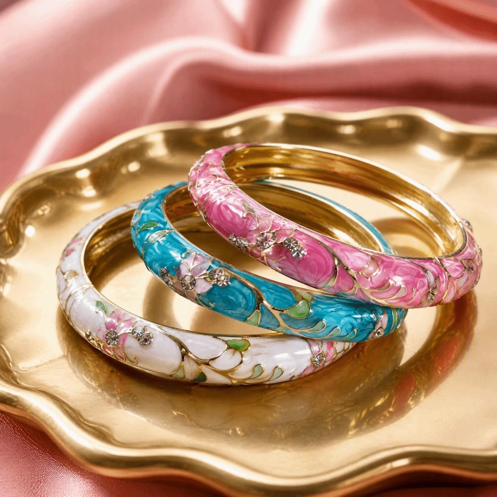 1cm Chinese Cloisonne Bracelet Traditional Women's Hand Bracelet  Gifts for Women Girl