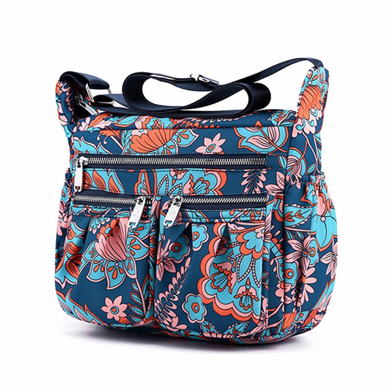 2025 New Printed Nylon Shoulder Bag Multi-pocket Large-capacity Lightweight Waterproof Crossbody Bag and Multi-layered Middle-aged Mother Bag