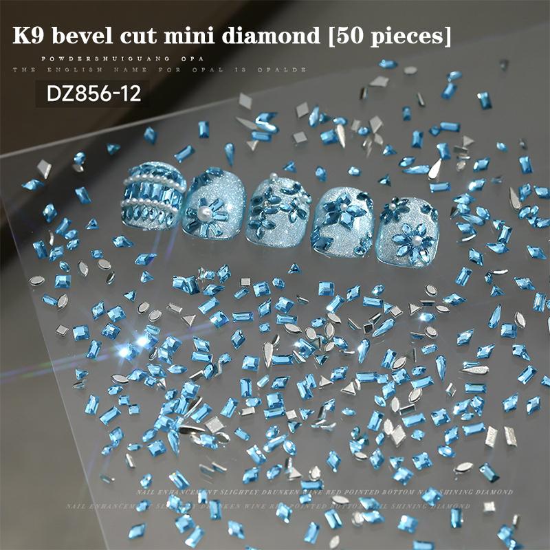 50Pcs Nail Mini Glass Charming Sparkling   Collection Mixed Color Luxury Manicure Decorations Accessories