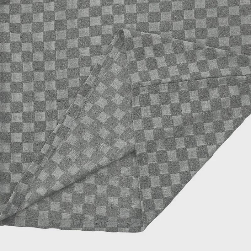 2024 Men's Jacquard Plaid Short-Sleeve T-Shirt and Loose Fit Casual Shorts Set