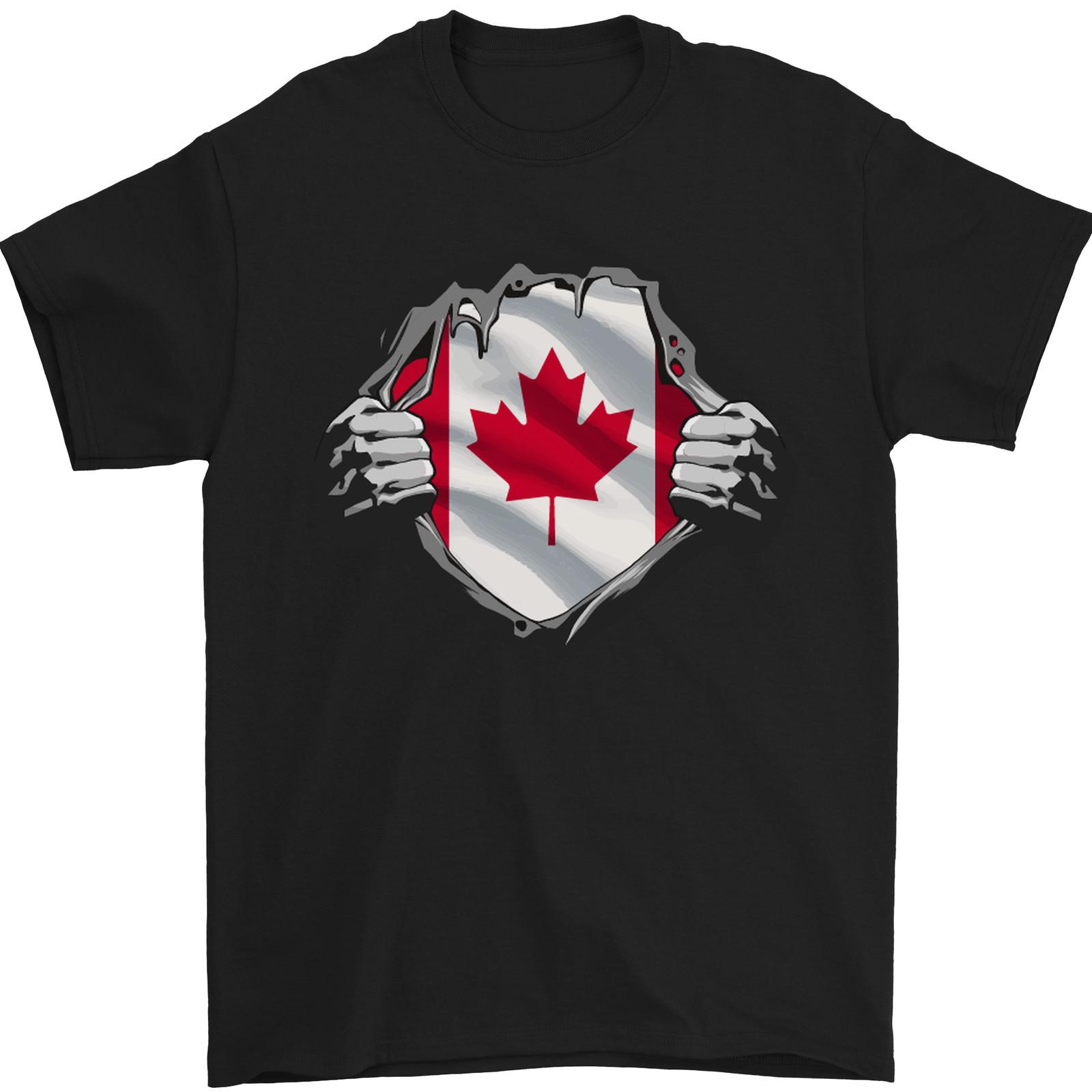 26 Canadian Flag Ripped Torn Gym Canada Day Mens T-Shirt 100% Cotton Unisex T-Shirt M