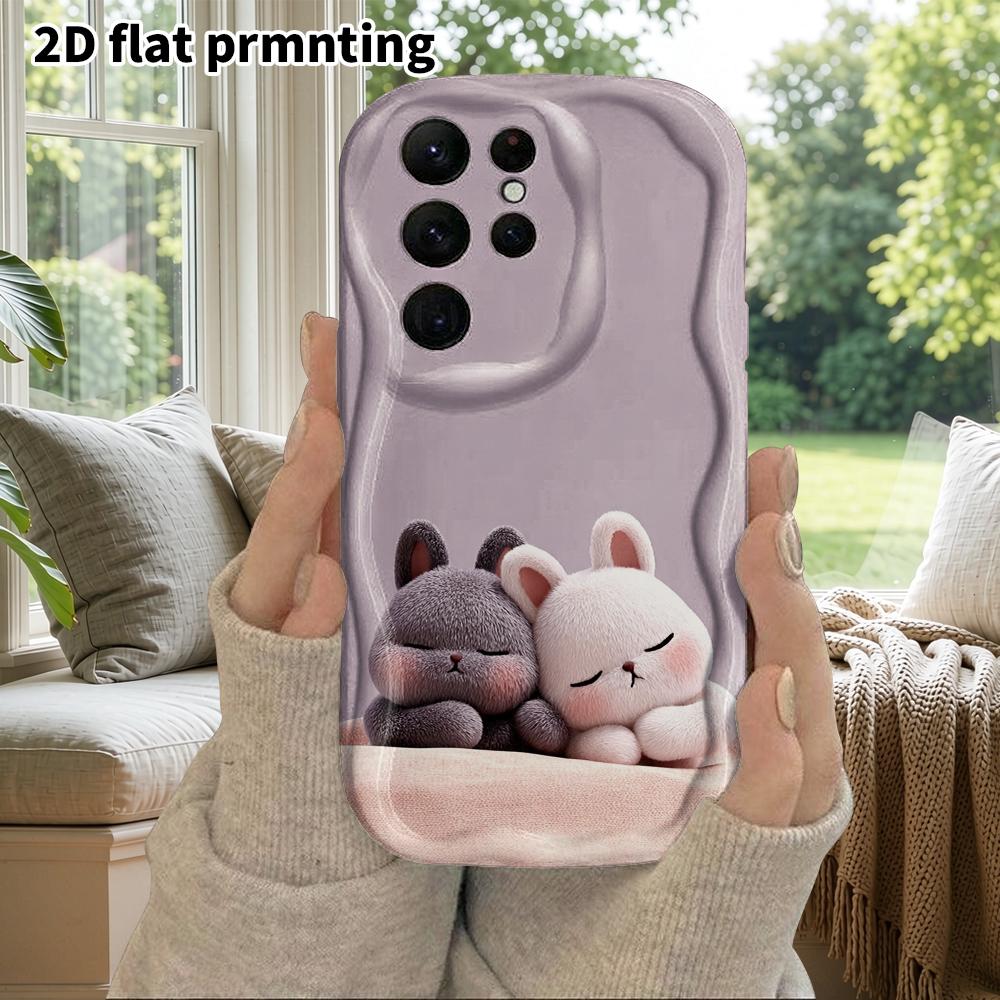 Phone Case: 2D Flat Samsung Galaxy A34 A35 M05 M06 S20 S22 S21 FE Plus 5G Protective Case, Couple Style, Two Little Rabbits, Christmas and Halloween G